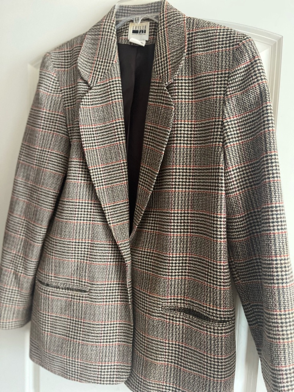 Vintage Leslie Fay women’s Brown Glen Plaid Blazer